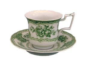 BTäT- Floral Tea Cups and Saucers (Green - 8 oz)